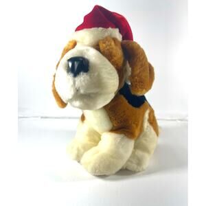 Russ Berrie "Buddy" brown black puppy dog plush stuffed animal Christmas.